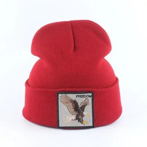Stylish Unisex Wolf-Themed Knitted Beanie - Cozy Winter Accessory - Korvel
