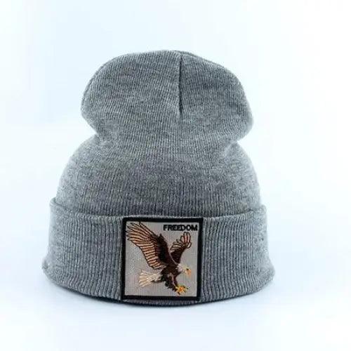 Stylish Unisex Wolf-Themed Knitted Beanie - Cozy Winter Accessory - Korvel