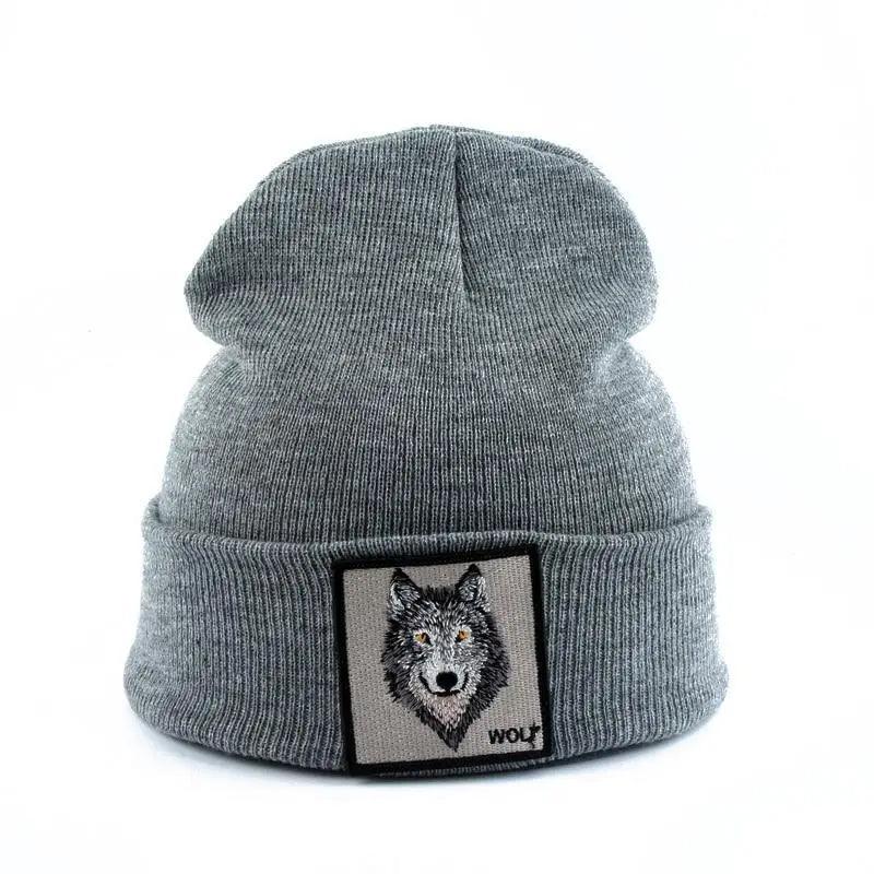 Stylish Unisex Wolf-Themed Knitted Beanie - Cozy Winter Accessory - Korvel