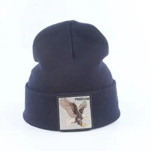 Stylish Unisex Wolf-Themed Knitted Beanie - Cozy Winter Accessory - Korvel