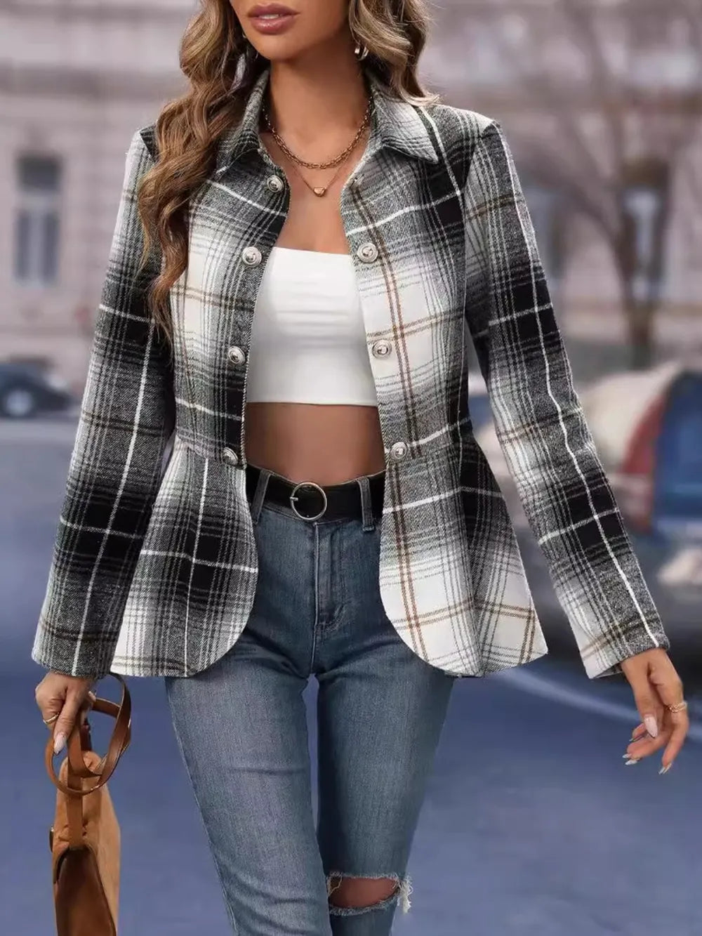 Fashionable women's clothing elegant commuting woolen suit slim fit jacket - Korvel