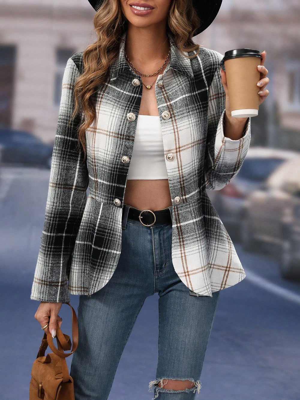 Fashionable women's clothing elegant commuting woolen suit slim fit jacket - Korvel