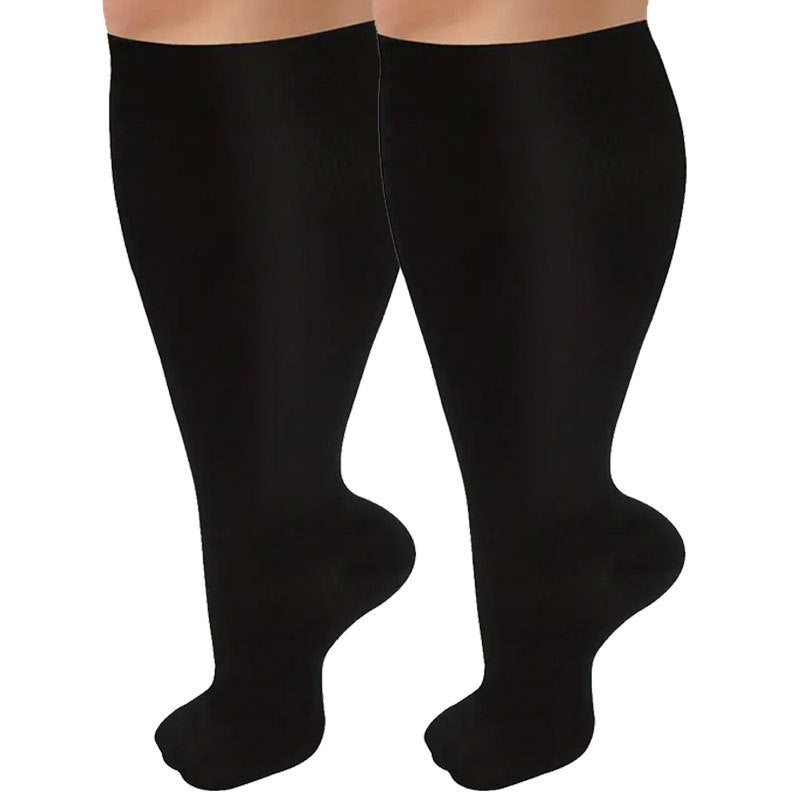Fat and enlarged black fat compression socks super wide calf and knee length socks men's and women's pressure socks 2XL-7XL - Korvel