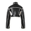 Veste cropped en simili cuir