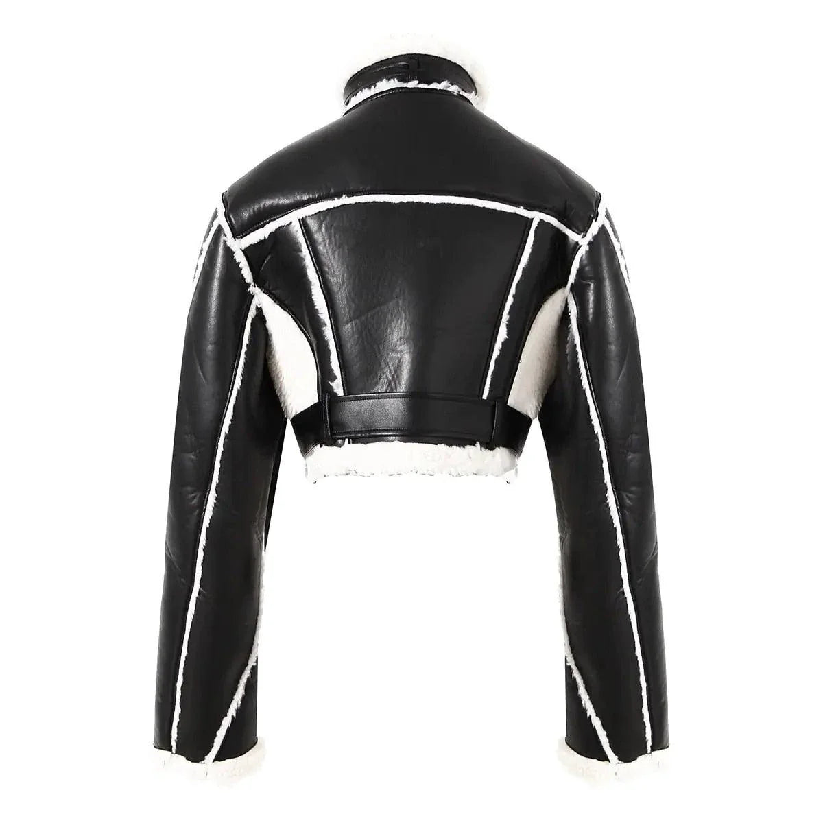 Veste cropped en simili cuir