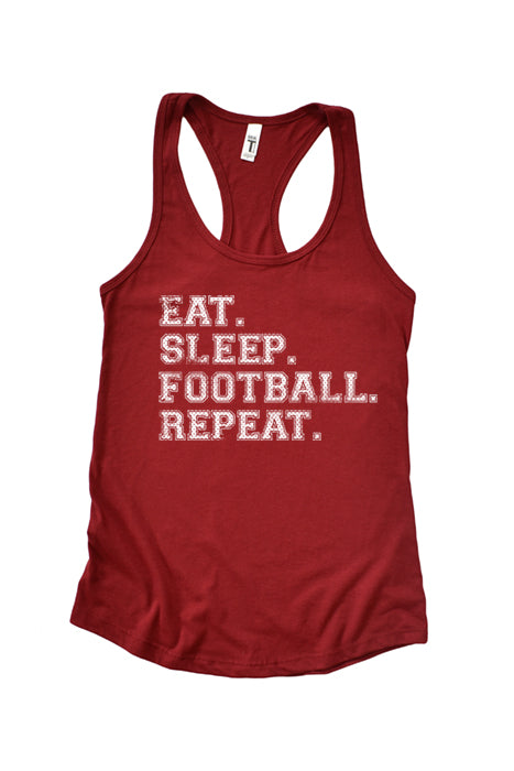 Football Fanatic Racerback Tank - Eat, Sleep, Repeat - Korvel