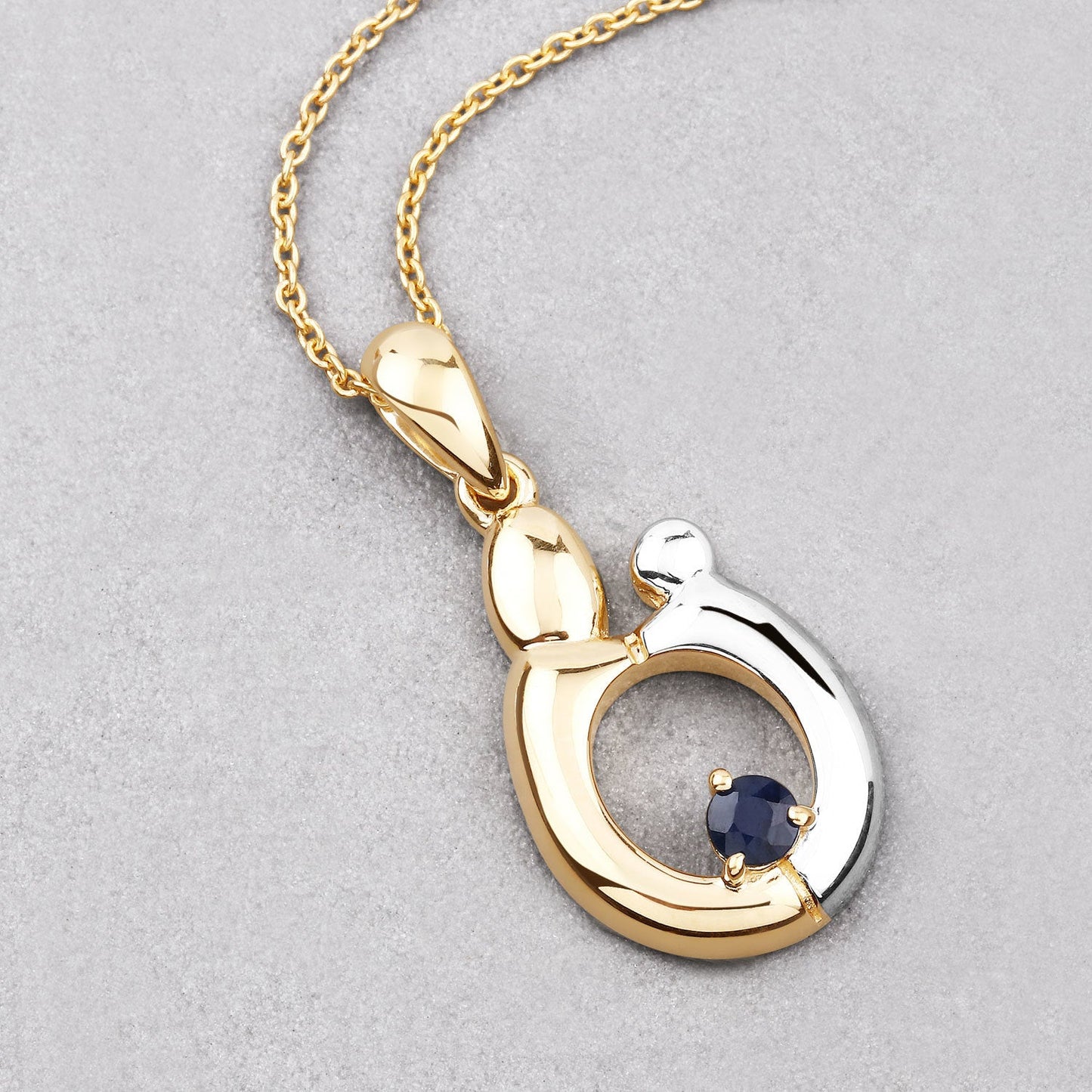 Pendentif en saphir bleu véritable de 0,19 carat en argent sterling