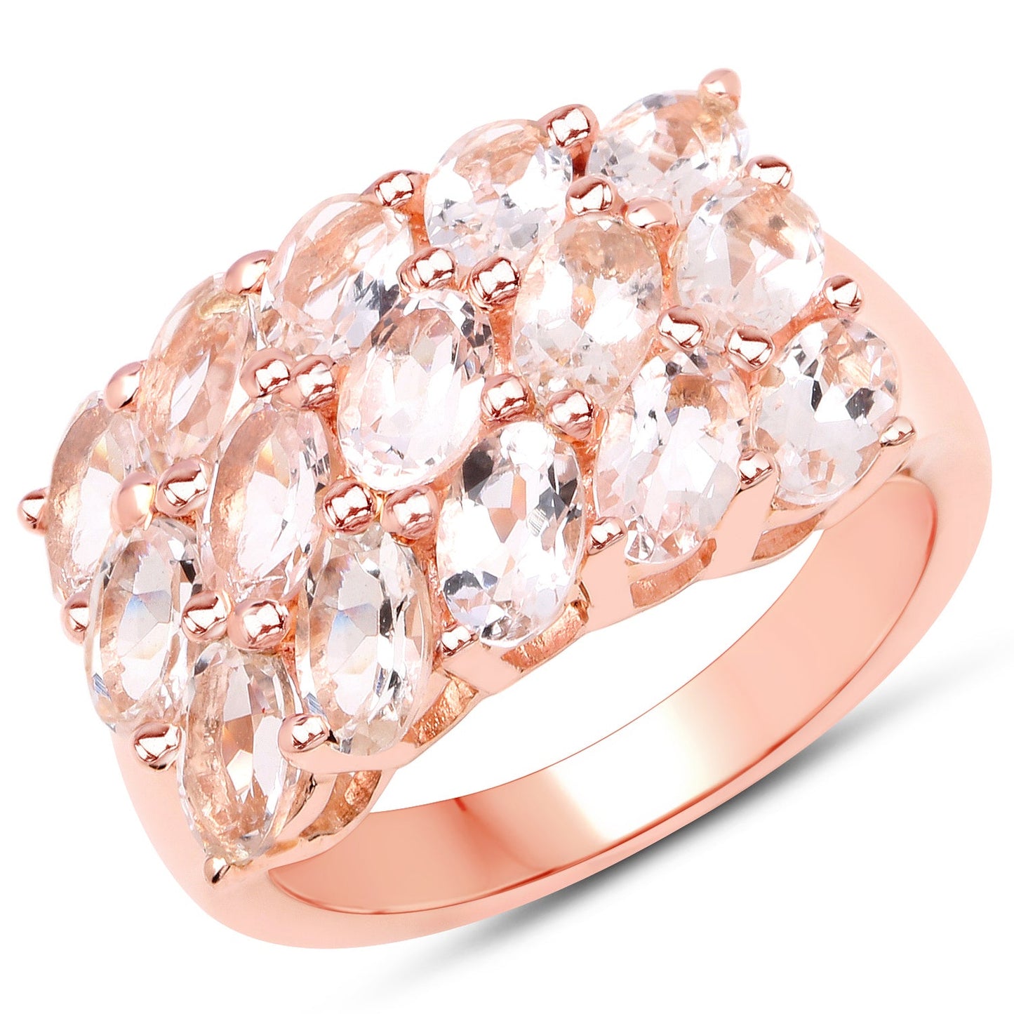14K Rose Gold Plated 3.30 Carat Genuine Morganite Ring