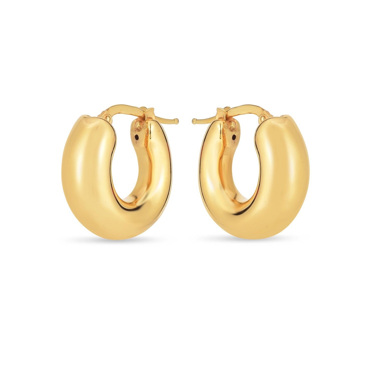 14k Yellow Gold Small Puffy Hoop Earrings
