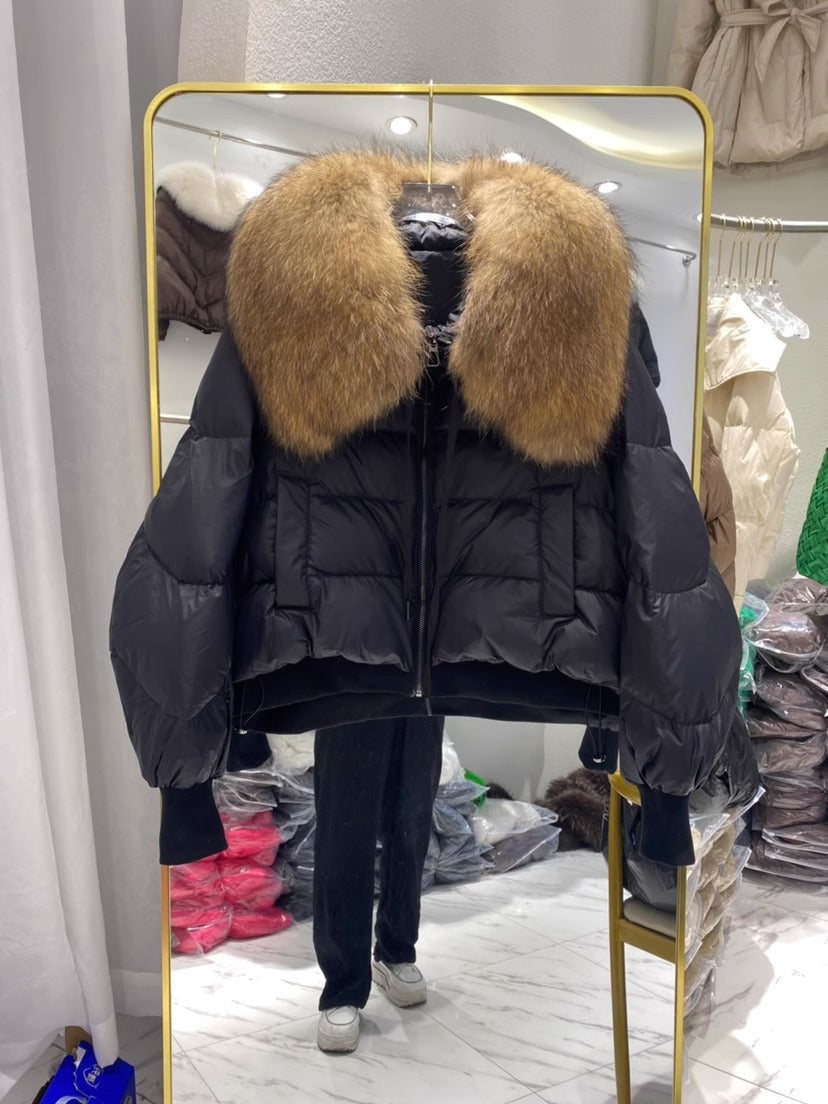 Women's Premium Down Jacket with Fur Trim