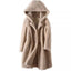 Women's Mid-Length Hooded Coat in Composite Leather and Fur