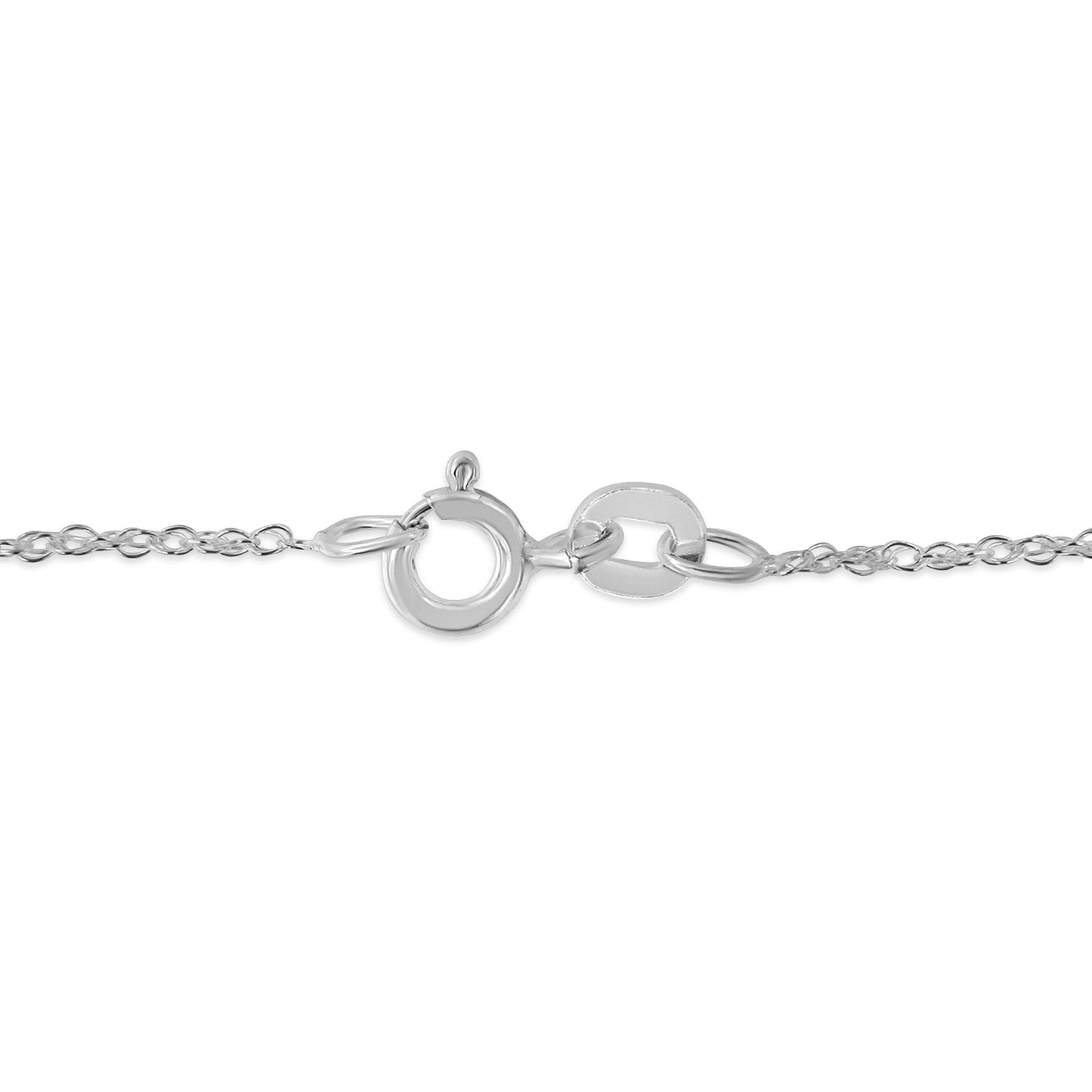 Collier Pendentif Courbe Bypass en Argent Sterling .925 avec Accent de Diamant