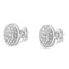 Boucles d'oreilles en argent sterling avec cluster ovale de diamants ronds