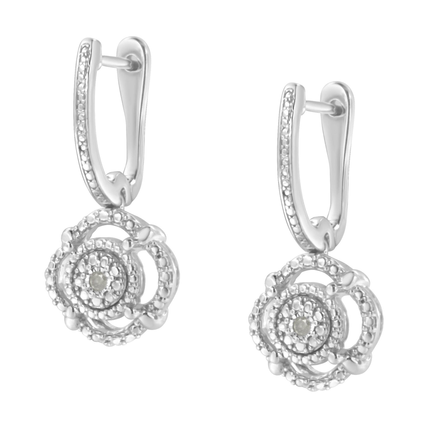 .925 Sterling Silver Diamond Accent Drop Earrings