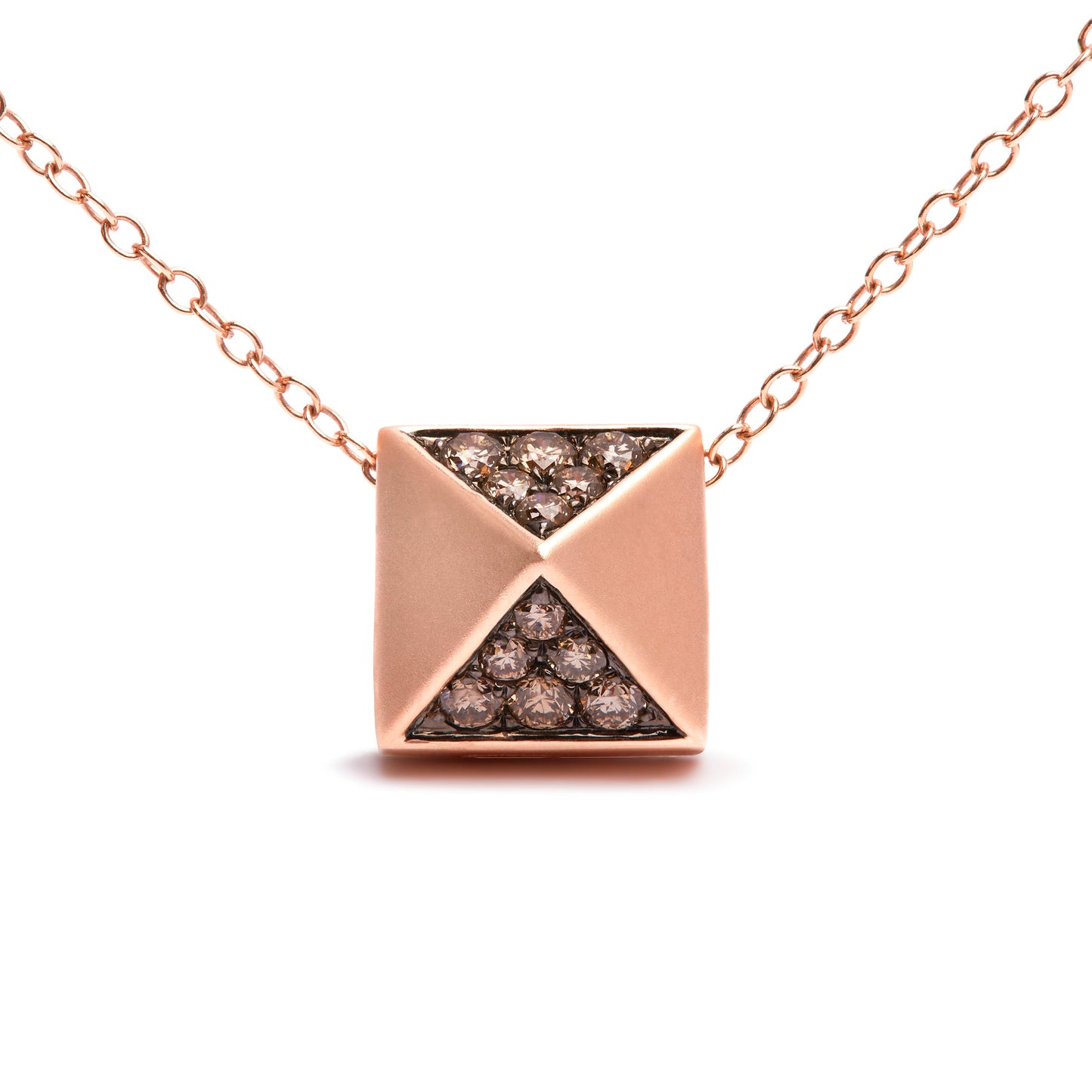 Collier Pendentif en Diamant Marron en Or Rose 14K - 18"