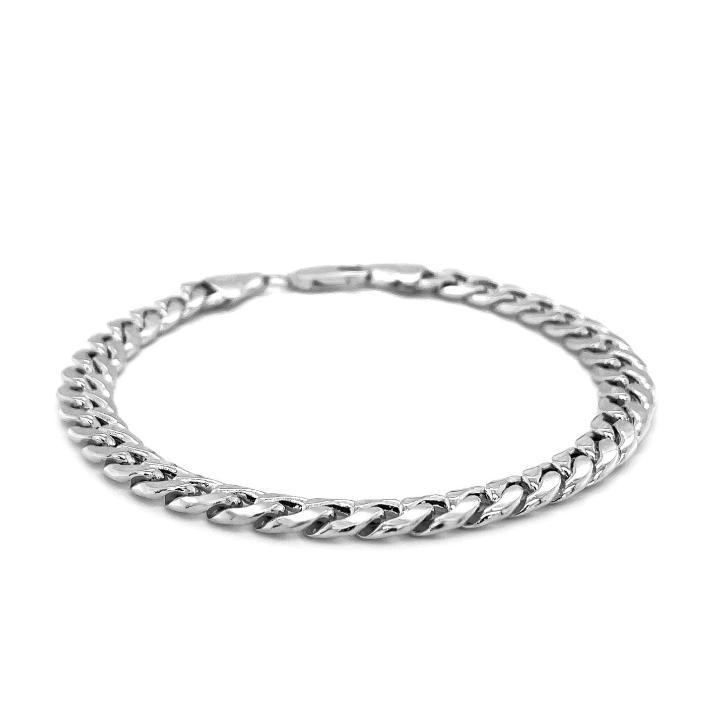 Pulsera Semisólida de Cubano de Miami en Oro Blanco de 14k - 6.7mm