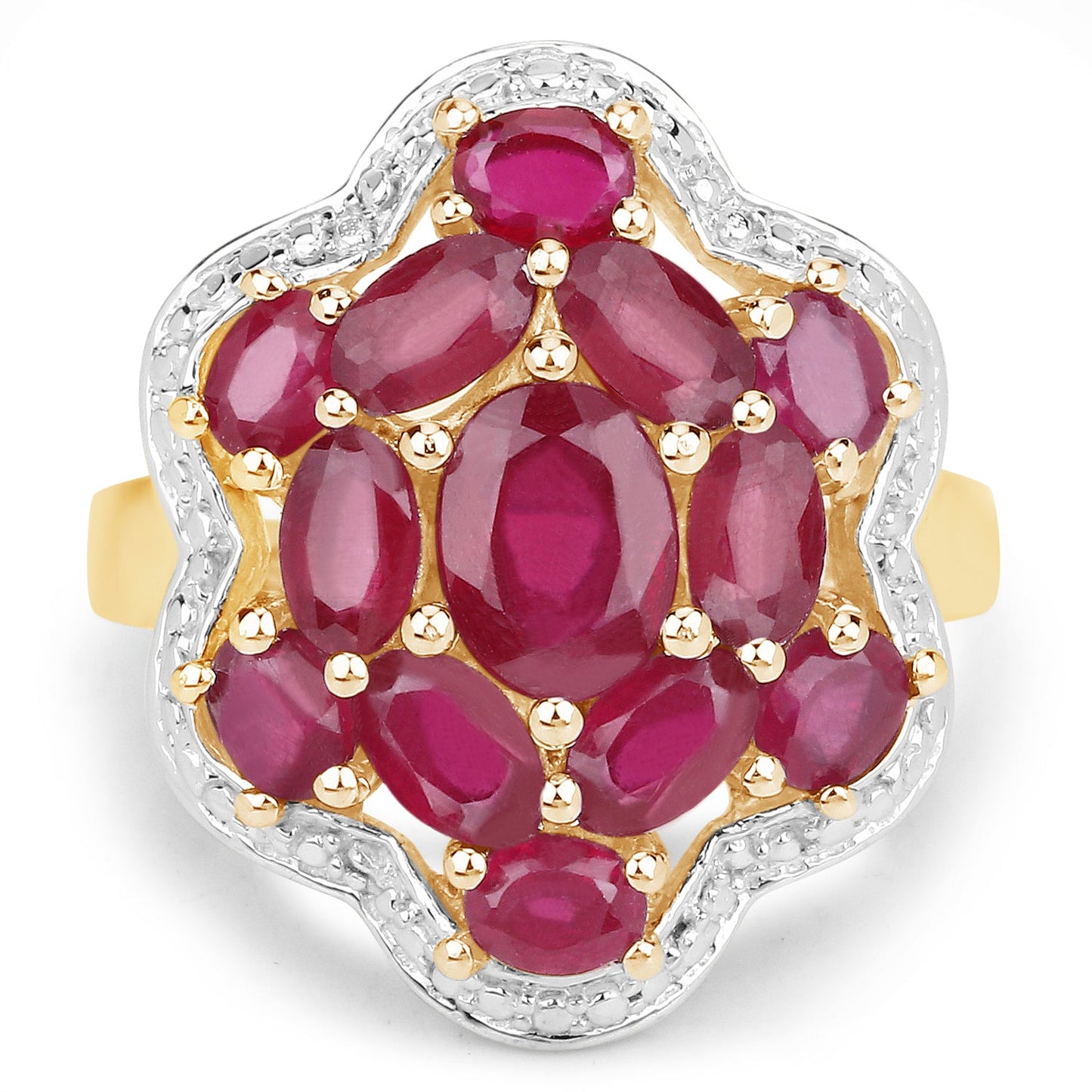14K Yellow Gold Plated Genuine Ruby Engagement Ring