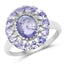 Bague de fiançailles en argent sterling avec tanzanite véritable de 3,85 carats