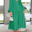 Elegant Lightweight Deep V-Neck Balloon Sleeve Maxi Dress