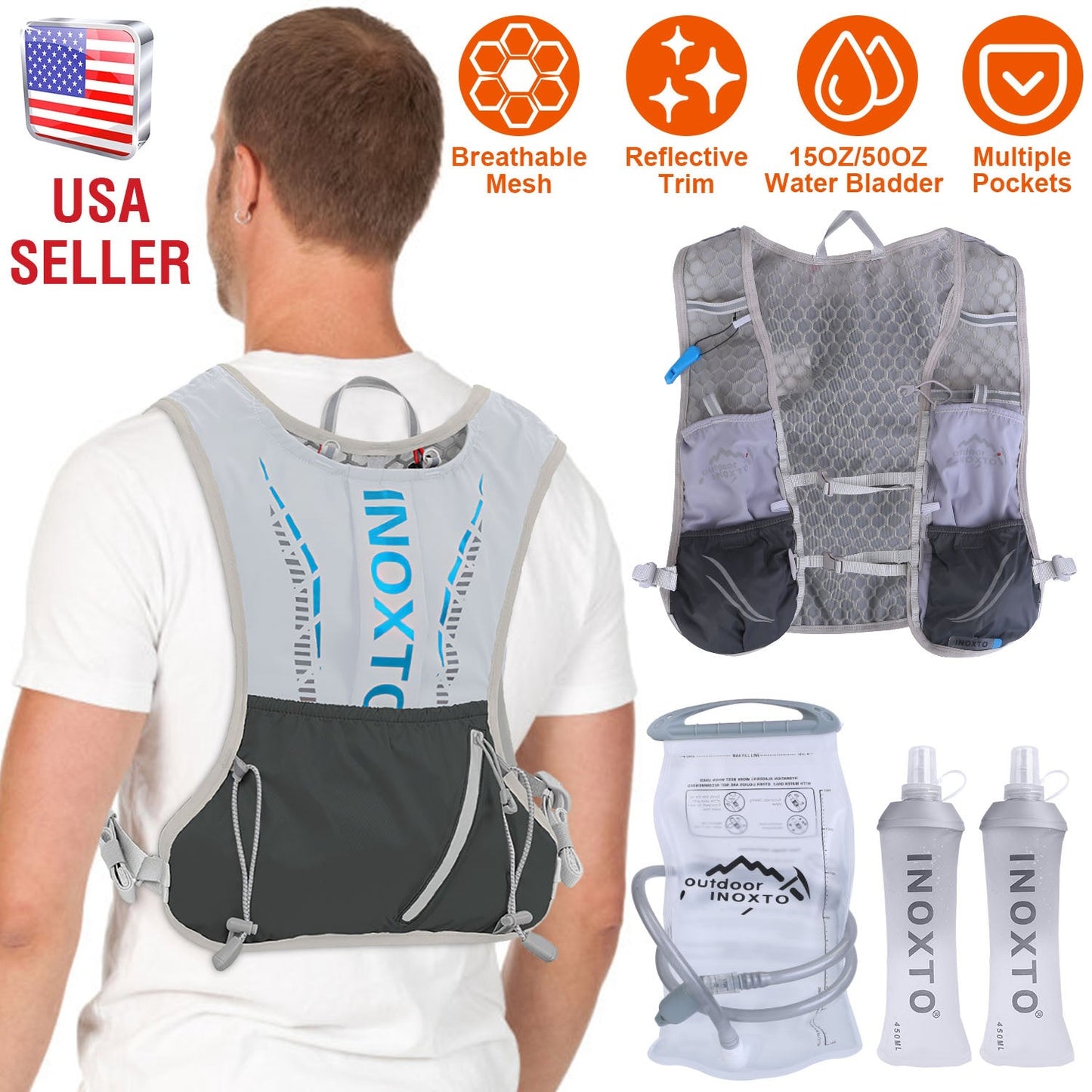 Chaleco de Hidratación Deportivo Gbruno con Bolsa de 50oz para Actividades al Aire Libre