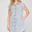 Vestido Camisero de Talla Grande en Azul Grisáceo