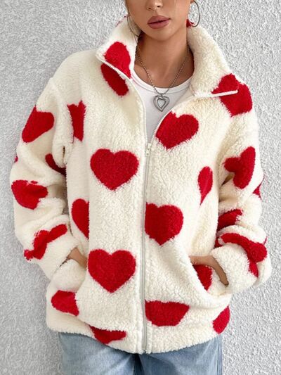 Veste en fourrure à zip cœur et épaules tombantes
