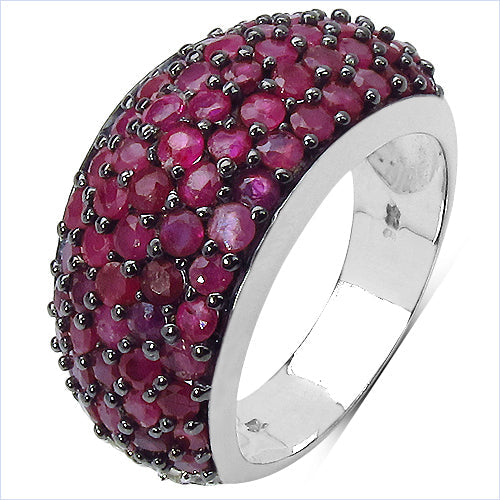 3.58 Carat Genuine Ruby & White Diamond Sterling Silver Ring