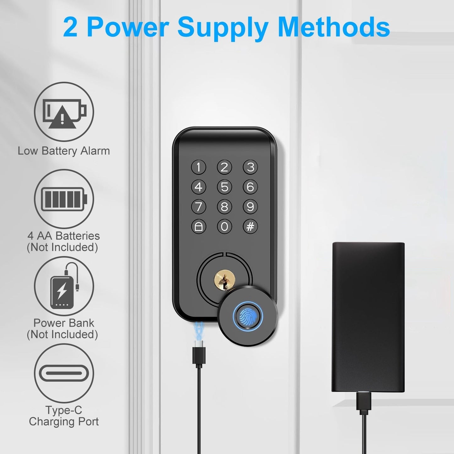 Wireless Keyless Smart Door Lock with Fingerprint & App Control