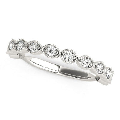14k White Gold Antique Style Diamond Wedding Band