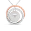 14K Rose and White Gold Pave Diamond & Pearl Pendant Necklace