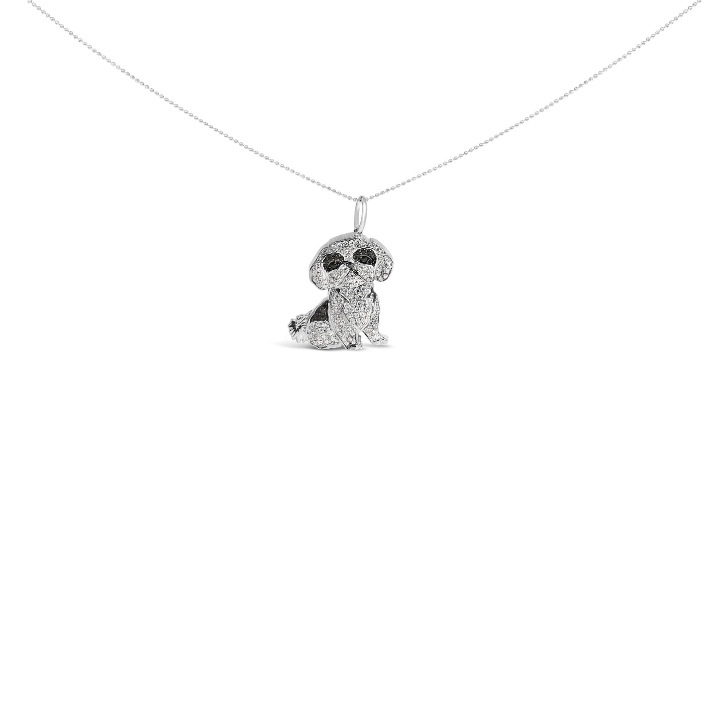 Collar de Péndulo de Shih Tzu de Diamante de Plata Esterlina .925