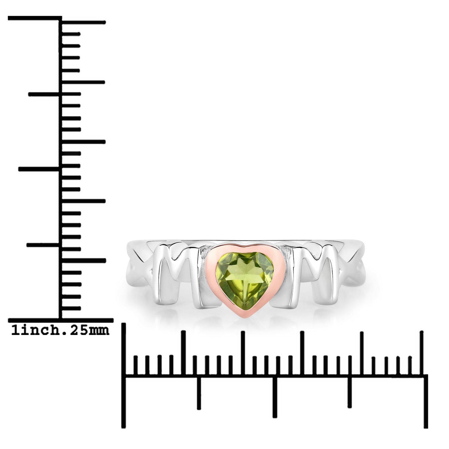 0.44 Carat Genuine Peridot Sterling Silver Engagement Ring