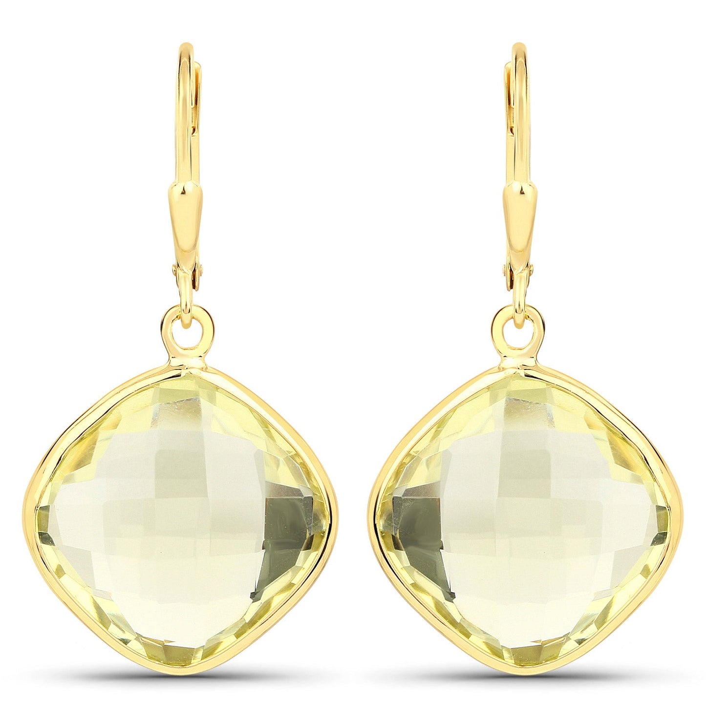 Pendientes de plata esterlina con cuarzo limón genuino de 21.40 quilates