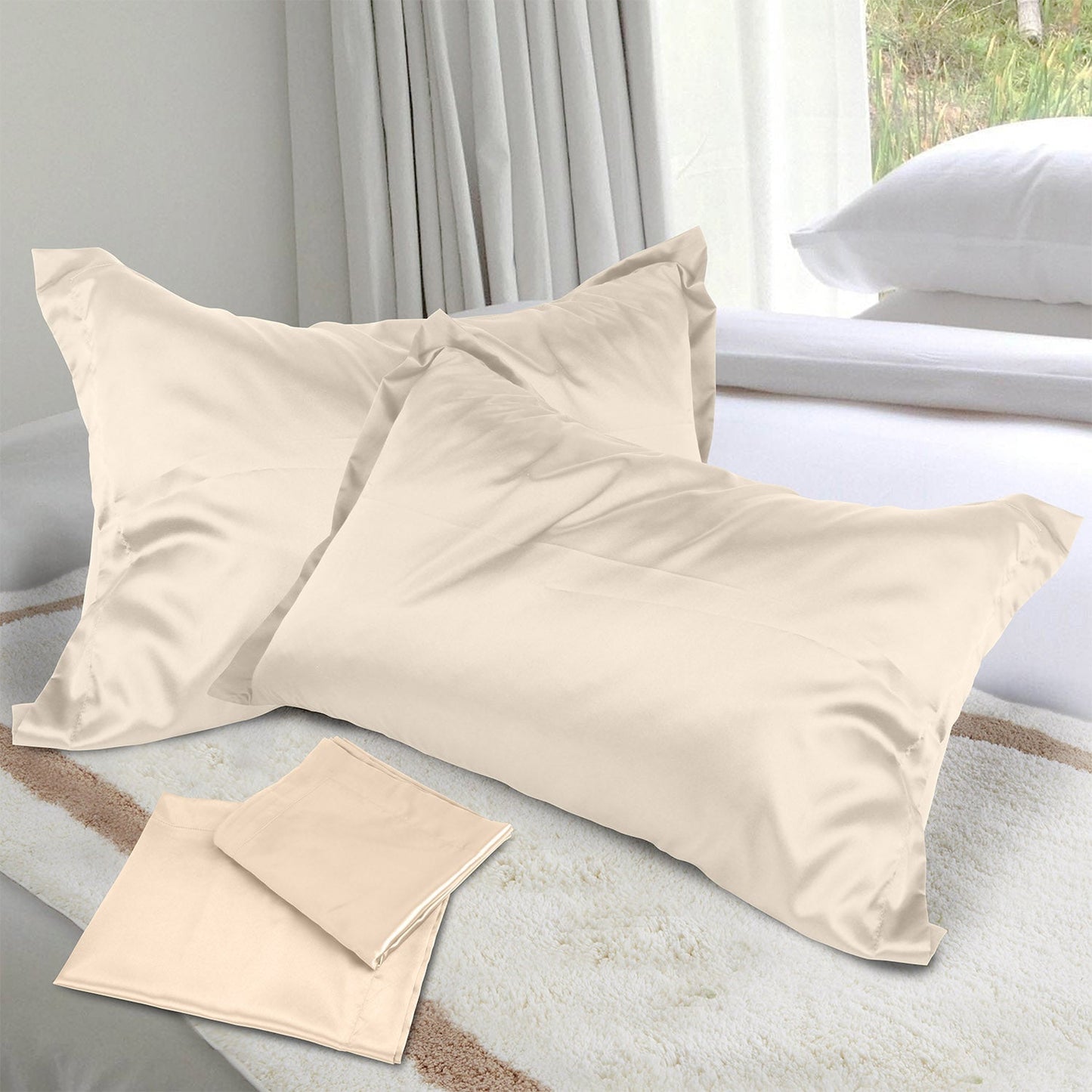 Ensemble de taies d'oreiller en satin soyeux de luxe pour king