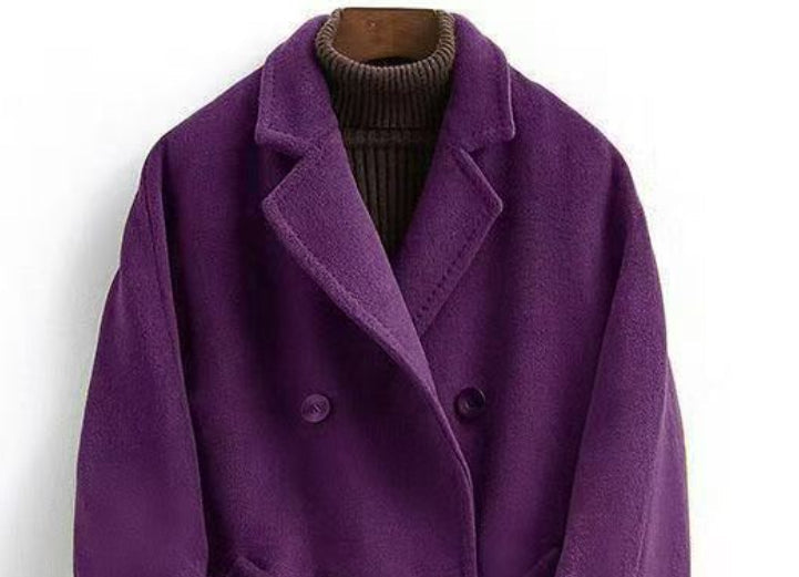 Manteau long slim en laine double face pour femmes