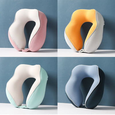 Memory Cotton U-Shaped Travel Pillow - Removable & Washable