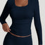 Square Neck Long Sleeve Top and Shorts Set