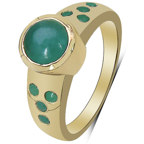 Anillo de Esmeralda y Diamante Bañado en Oro Amarillo de 14K