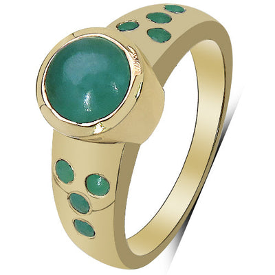 Bague en Émeraude et Diamant Plaquée Or Jaune 14K