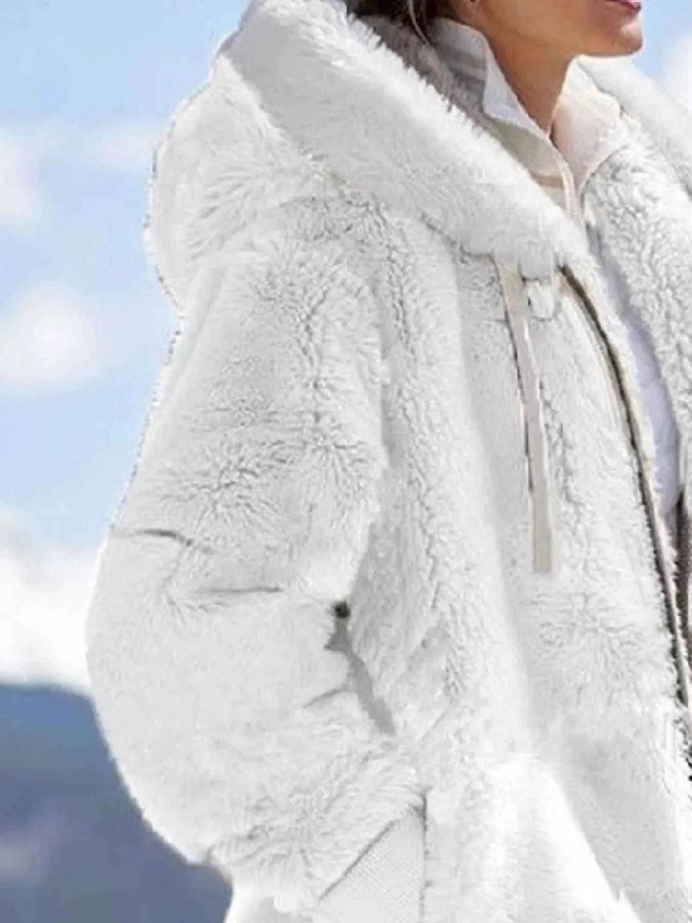 Cozy Fleece Zip-Up Hooded Jacket - Plus Size