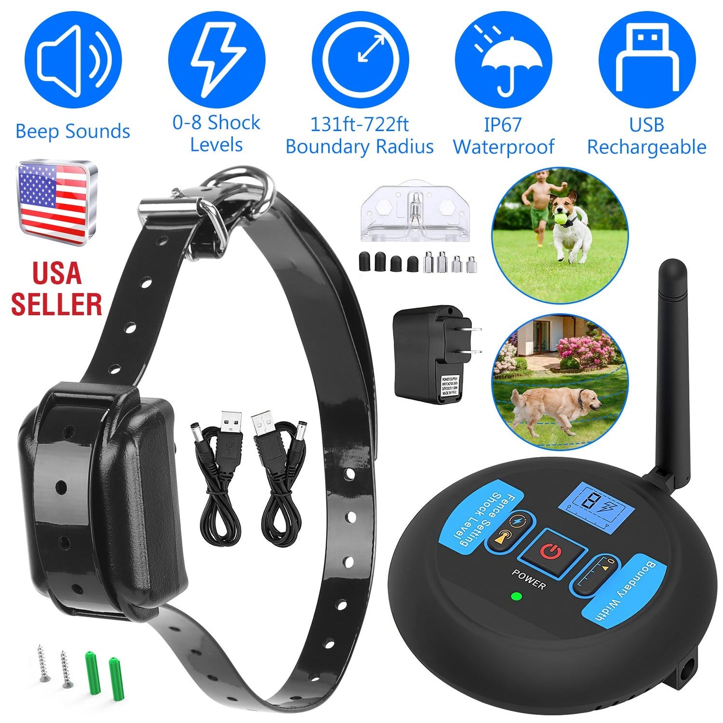 Gbruno Wireless Electric Dog Fence System for All Dog Sizes