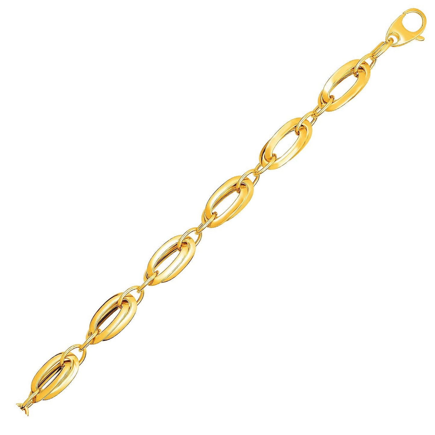 Bracelet en or jaune 14k avec de longs maillons ovales doubles