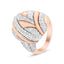 Anillo de cóctel de diamante texturizado en oro rosa y blanco de 18 quilates - Talla 6.5