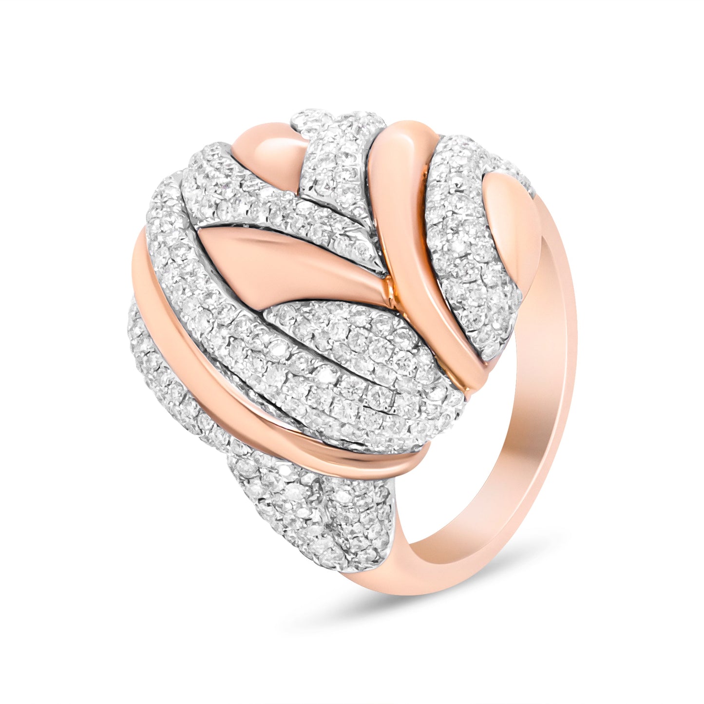 Anillo de cóctel de diamante texturizado en oro rosa y blanco de 18 quilates - Talla 6.5