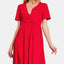Elegant Surplice Short Sleeve Brushed Dress