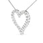 .925 Sterling Silver Diamond Open Heart Pendant Necklace