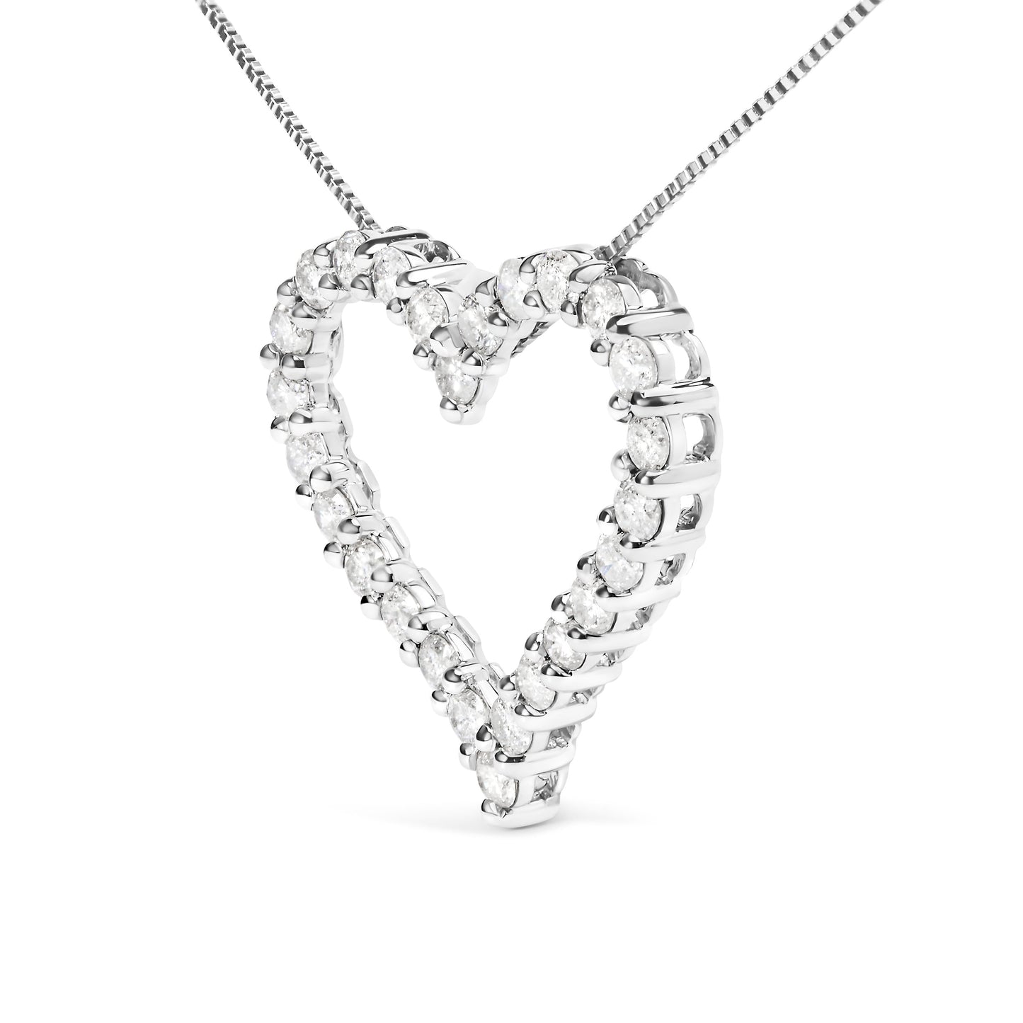 .925 Sterling Silver Diamond Open Heart Pendant Necklace