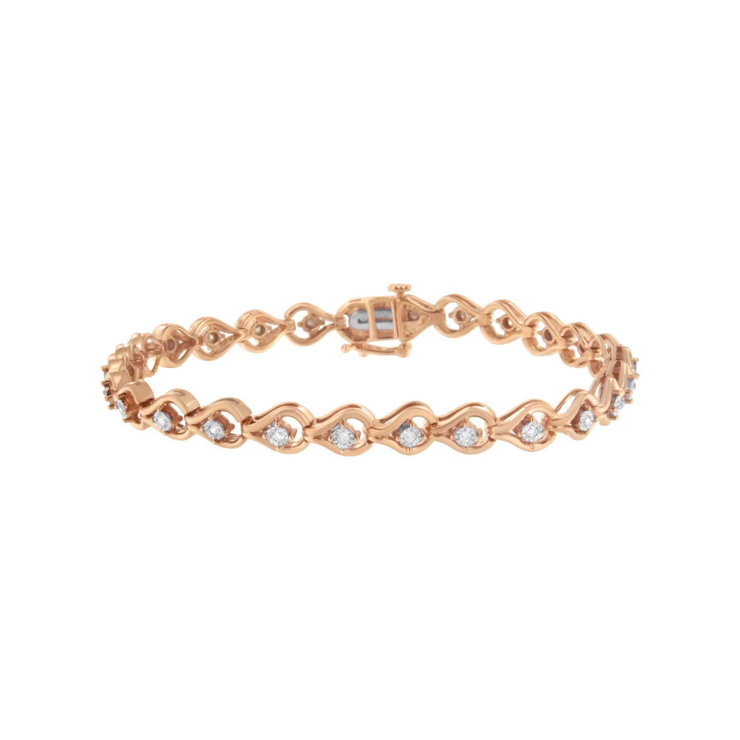 Pulsera de eslabones de diamante en forma de lágrima de plata esterlina .925