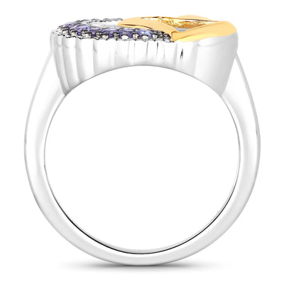 Bague de fiançailles en argent sterling .925 avec tanzanite véritable de 0,28 carat