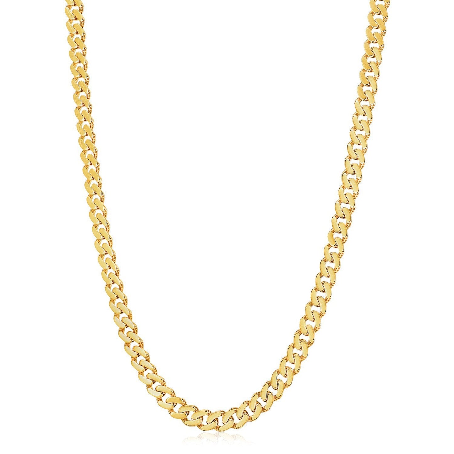 14k Yellow Gold White Pave Modern Lite Miami Cuban Chain (8.0mm)